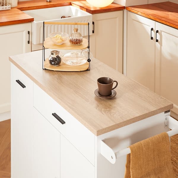 Rootz Kitchen Cart - Rolling Kitchen Island - Mobile Storage -vaunu - Säädettävä hylly - 105x92x46cm