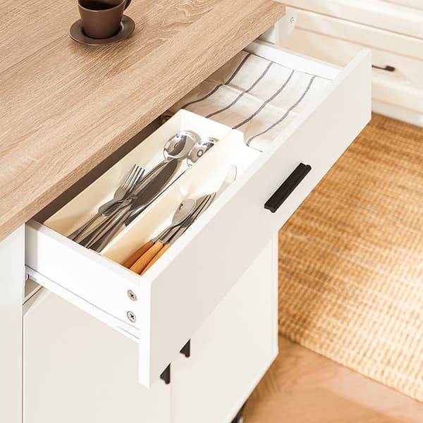 Rootz Kitchen Cart - Rolling Kitchen Island - Mobile Storage -vaunu - Säädettävä hylly - 105x92x46cm