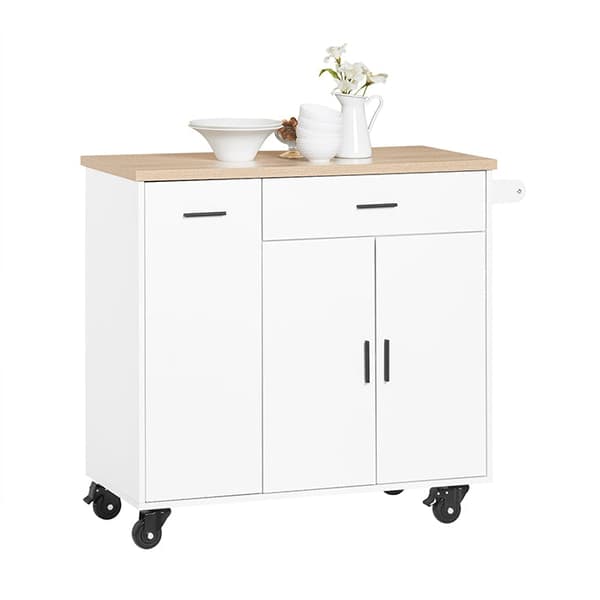 Rootz Kitchen Cart - Rolling Kitchen Island - Mobil Storage Trolley - Justerbar hylde - 105x92x46cm