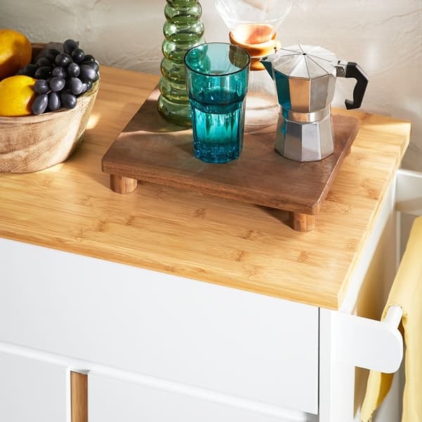 Rootz Kitchen Cart - Mobile Island - Servering Trolley - Justerbara hyllor - Bambu MDF E1 - 74x85x40cm