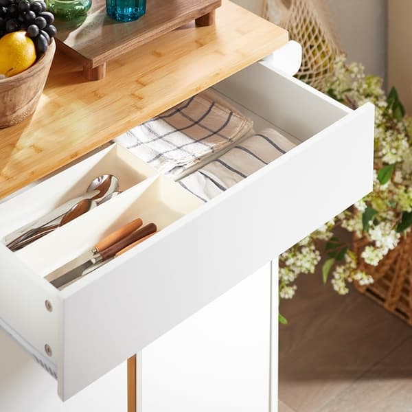 Rootz Kitchen Cart - Mobile Island - Servering Trolley - Justerbara hyllor - Bambu MDF E1 - 74x85x40cm