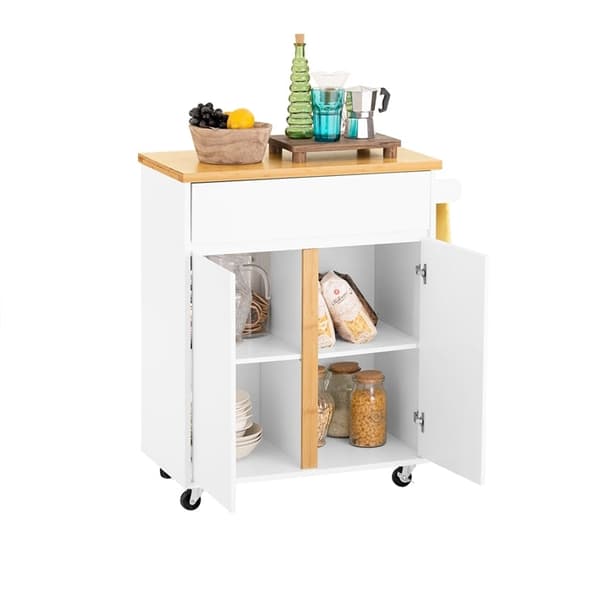 Rootz Kitchen Cart - Mobile Island - Palveluvaunu - Säädettävät hyllyt - Bambu MDF E1 - 74x85x40cm