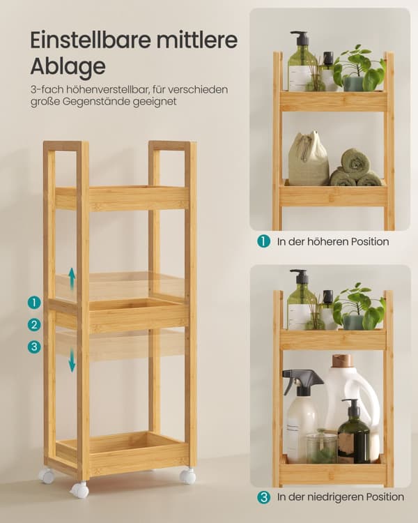 Rullebord, SONGMICS, 20x30x80 cm, Naturbeige
