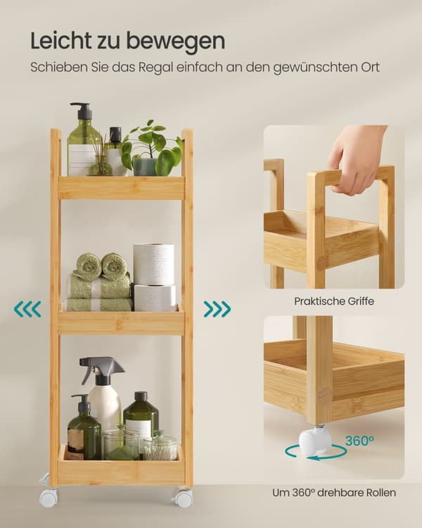Rullebord, SONGMICS, 20x30x80 cm, Naturbeige