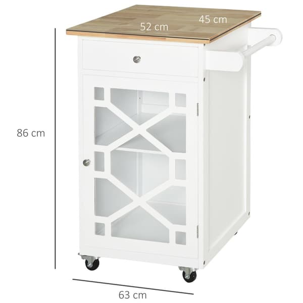 Rootz Serving Trolley - Rolling Kitchen Trolley - Mobil köksvagn - Förbättrad rörlighet - 63 cm x 45 cm x 86 cm
