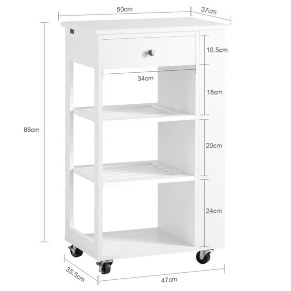 Serveringsvogn, FKW12-II-W, 50x37x86 cm, Hvid
