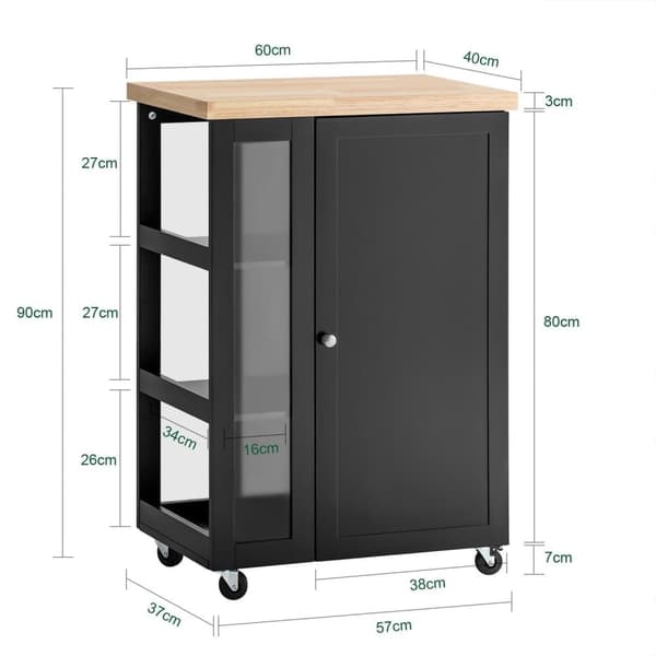 Kökstrolley, FKW75-SCH, 60x40x90 cm, Brun