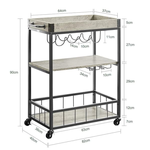 Serveringsvagn, FKW56-HG, 79x40x90 cm, Grå