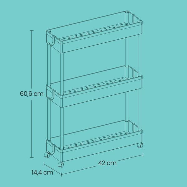 Kökstralle, SONGMICS KSC007W01, 40x13x60 cm, Vit