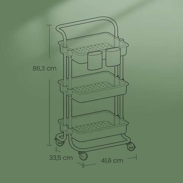 Rullvagn, SONGMICS BSC067B01, 41,6x33,5x86,3 cm, Svart