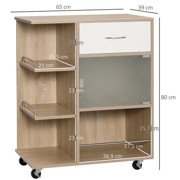 Rootz Kitchen Island Serving Cart - Trolley - Rolling Cart - Maximerar utrymme - 65 x 39 x 80 cm - brun finish