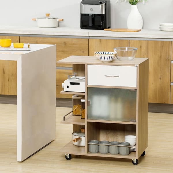 Rootz Kitchen Island Serving Cart - Trolley - Rolling Cart - Maximerar utrymme - 65 x 39 x 80 cm - brun finish