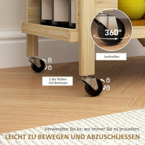 Rootz Kitchen Cart on Wheels - Servering Trolley - Rolling Bar Cart - Space Saving Design - 66 cm x 40 cm x 70 cm
