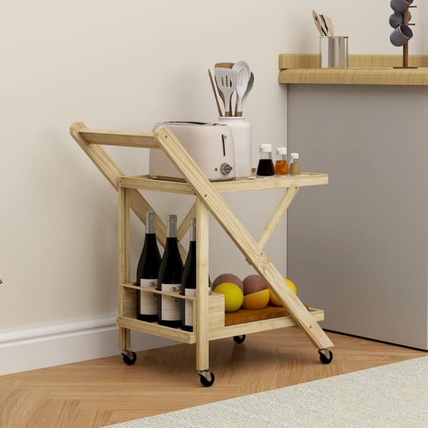 Rootz Kitchen Cart on Wheels - Servering Trolley - Rolling Bar Cart - Space Saving Design - 66 cm x 40 cm x 70 cm