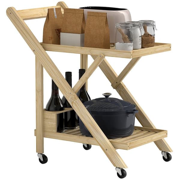 Rootz Kitchen Cart on Wheels - Servering Trolley - Rolling Bar Cart - Space Saving Design - 66 cm x 40 cm x 70 cm