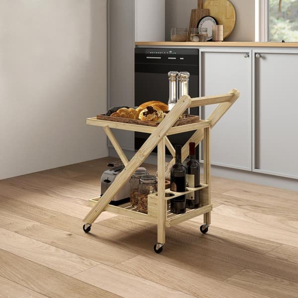 Rootz Kitchen Cart on Wheels - Servering Trolley - Rolling Bar Cart - Space Saving Design - 66 cm x 40 cm x 70 cm