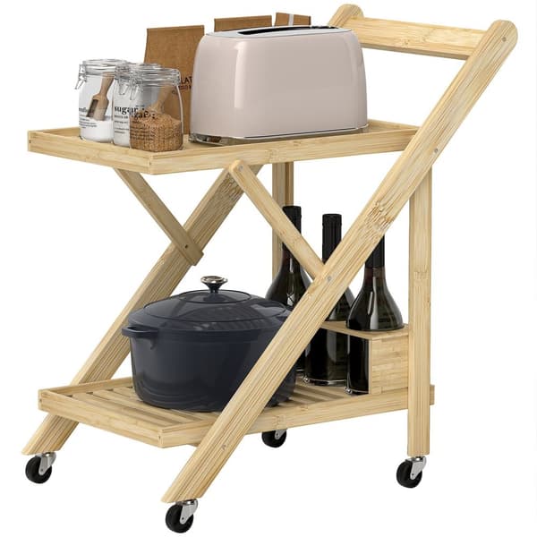Rootz Kitchen Cart on Wheels - Servering Trolley - Rolling Bar Cart - Space Saving Design - 66 cm x 40 cm x 70 cm