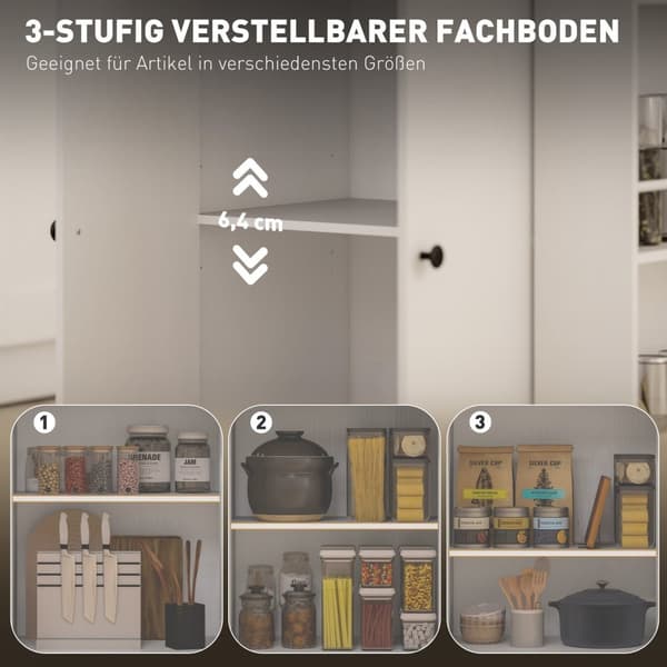 Rootz Kitchen Cart with Drawer - Mobile Storage - Versatile Trolley - Justerbara hyllor - 82 x 38 x 86,5 cm - Vit och brunt
