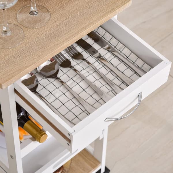 Rootz Kitchen Car Serving Cart - Trolley - Utility Cart - Space Saving - 37x37x76cm