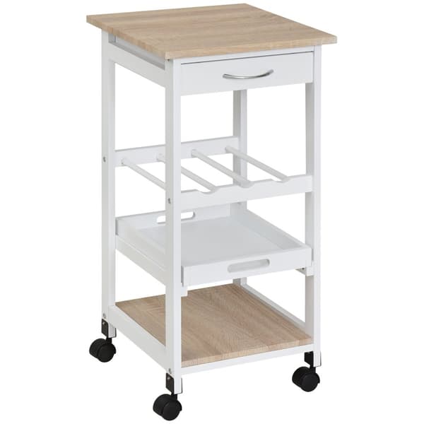 Rootz Kitchen Car Serving Cart - Trolley - Utility Cart - Space Saving - 37x37x76cm