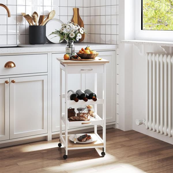 Rootz Kitchen Car Serving Cart - Trolley - Utility Cart - Space Saving - 37x37x76cm