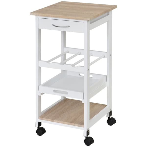 Rootz Kitchen Car Serving Cart - Trolley - Utility Cart - Space Saving - 37x37x76cm
