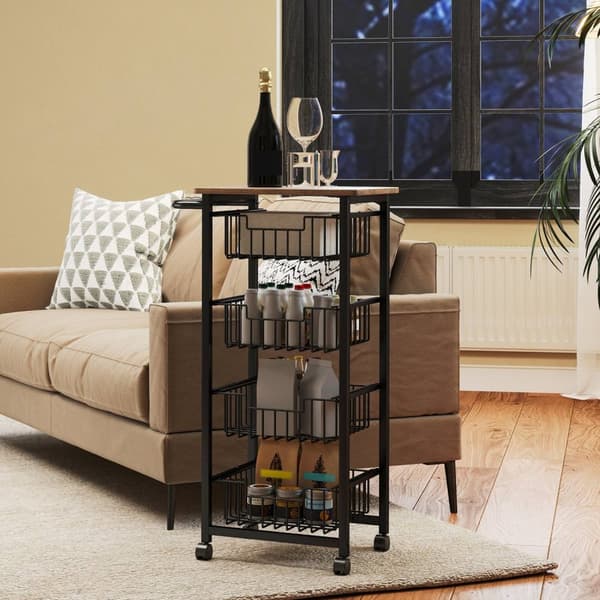 Rootz Kitchen Trolley - Servering Cart - Rollable Kitchen Car - Rymlig bänkskiva - 49,5B x 31T x 91H cm