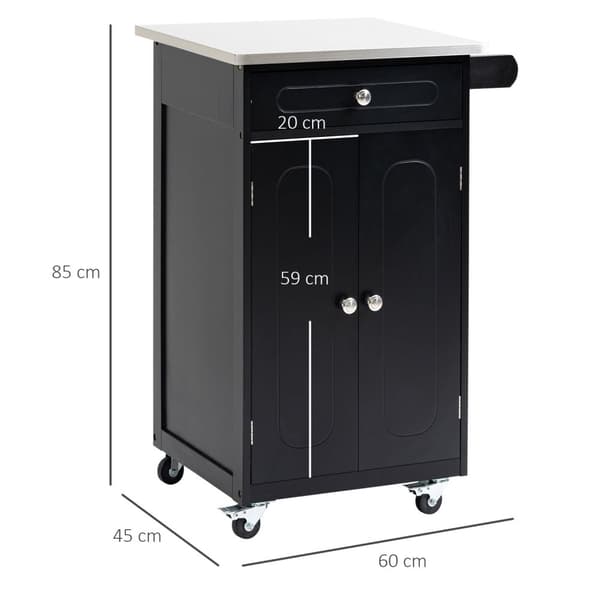 Rootz Rolling Kitchen Cart - Mobil Storage Unit - Kitchen Trolley - Rumle opbevaringsmuligheder - 60 cm x 45 cm x 85 cm