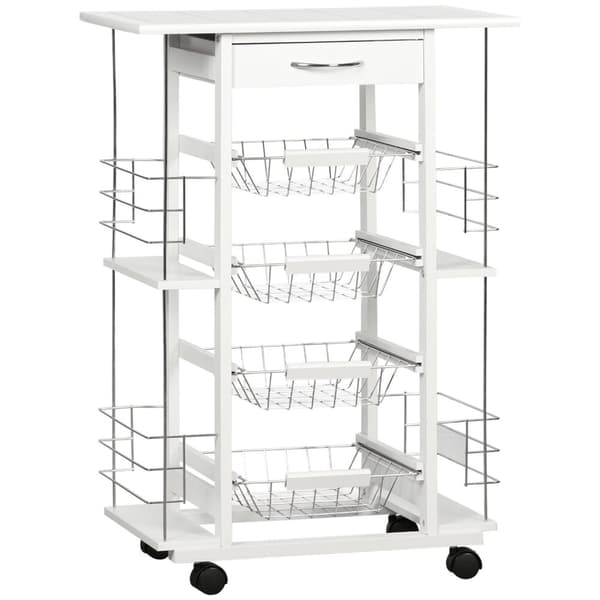 Rootz tarjoilukärry - keittiön kärry - säilytysvaunu - monivarasto - 57L x 37W x 83H cm mänty puu ja laatta