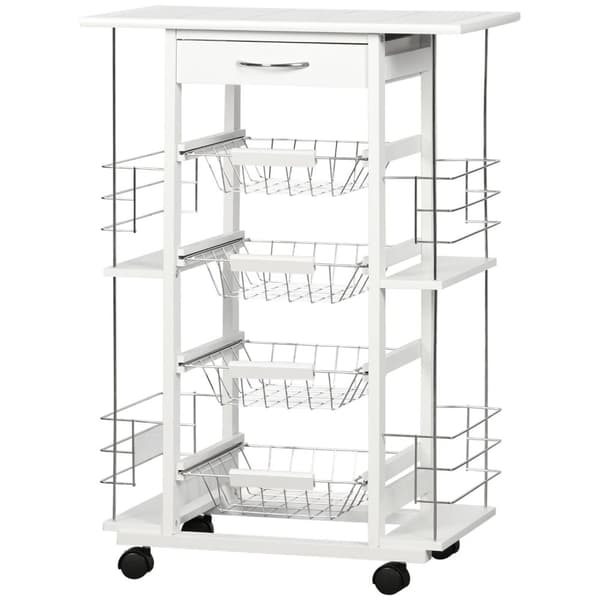 Rootz tarjoilukärry - keittiön kärry - säilytysvaunu - monivarasto - 57L x 37W x 83H cm mänty puu ja laatta
