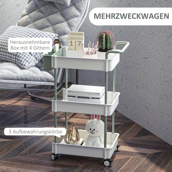 Serveringsvagn, 50x29.4x77 cm, Vit