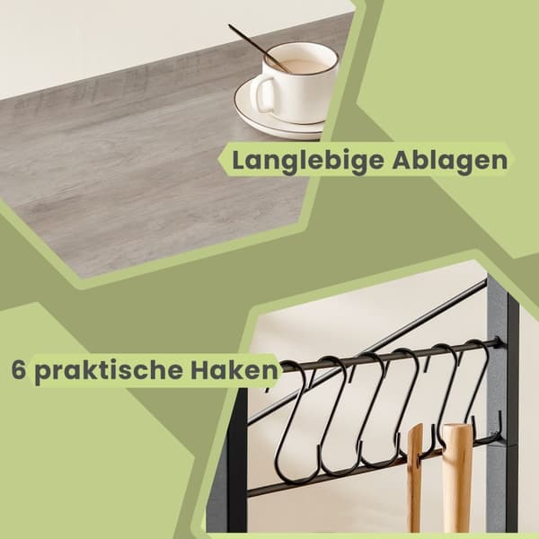 KitchenPlank - 3 nivåer - på hjul - Grayy Spotted - Svart