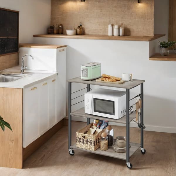 KitchenPlank - 3 nivåer - på hjul - Grayy Spotted - Svart