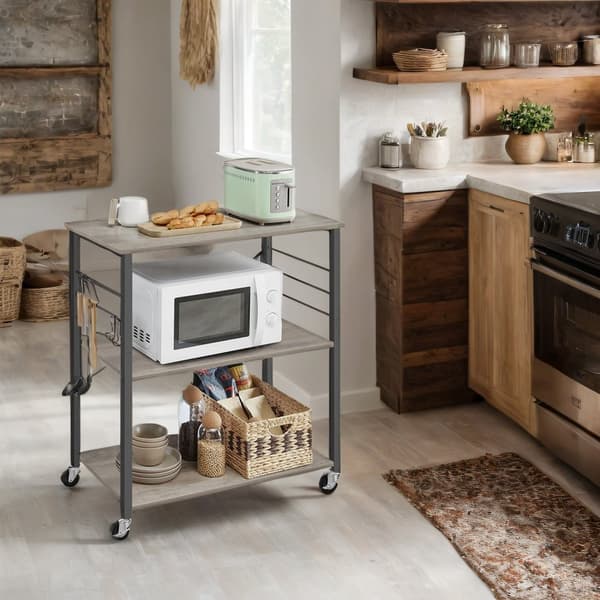 KitchenPlank - 3 nivåer - på hjul - Grayy Spotted - Svart