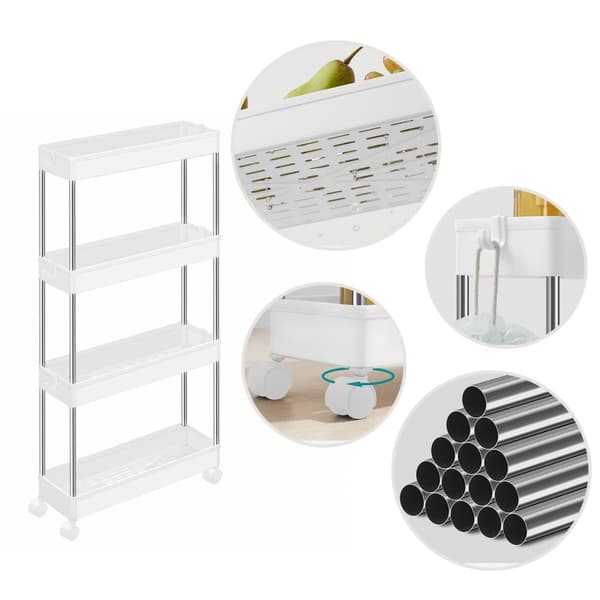 Rootz 4 Level Kitchen Trolley - Kitchen Cart - Lagringshylla - Kompakt & hållbar - 40 x 13,5 x 86 cm