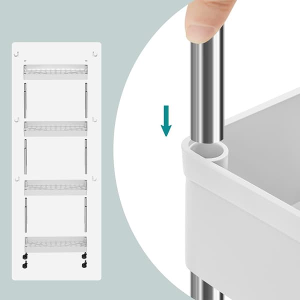 Rootz 4 Level Kitchen Trolley - Kitchen Cart - Lagringshylla - Kompakt & hållbar - 40 x 13,5 x 86 cm