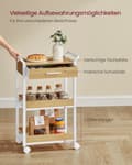 Miniatyrbild 4 av 6: Rootz 3 Tier Kitchen Cart - Rolling Serving Trolley - Portable Bar Cart - Robust Design - 30cm x 46,2 cm x 70,5 cm