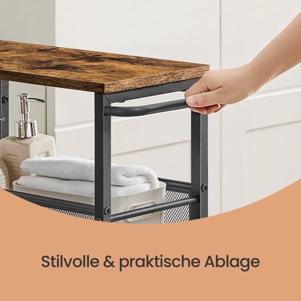 Rootz 4 Level Troting Trolley - Kitchen Cart - Mal Nisch Shelf - Vintage Brown Black - Rymdräddande design - 22 x 45,4 x 77 cm