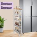 Miniatyrbillede 2 af 5: Rootz 5 Level Rolling Kitchen Cart - Smal Niche Shelf - Kitchen Trolley - Oak White - 13x45.4x99.6 cm