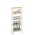 Miniatyrbillede 1 af 5: Rootz 5 Level Rolling Kitchen Cart - Smal Niche Shelf - Kitchen Trolley - Oak White - 13x45.4x99.6 cm