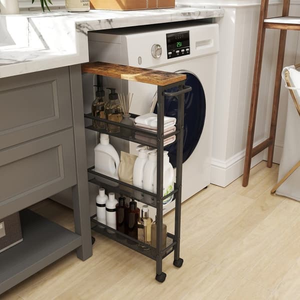Rootz 4 -nivå rullande kökvagn - smal nischhylla - Trolley on Rollers - Compact Storage Solution - 13cm x 45,4 cm x 77 cm