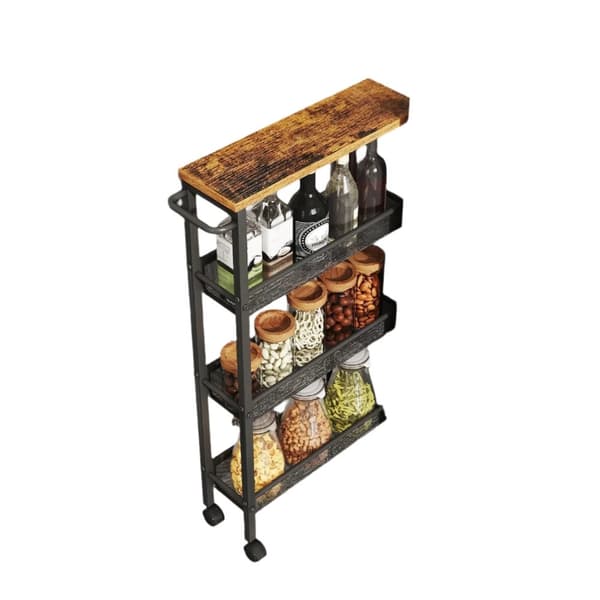 Rootz 4 -nivå rullande kökvagn - smal nischhylla - Trolley on Rollers - Compact Storage Solution - 13cm x 45,4 cm x 77 cm