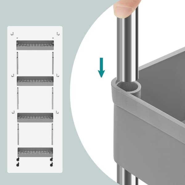 Rootz 4 -Tier Kitchen Trolley - Kitchen Cart - Lagringshylla - Kompakt & robust - 40 x 12,5 x 86 cm