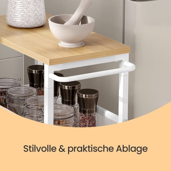 Rootz Troting Trolley - Kitchen Cart - Smal nischhylla - Rymdbesparande verktyg - 22 cm x 45,4 cm x 77 cm - ekfärgvit