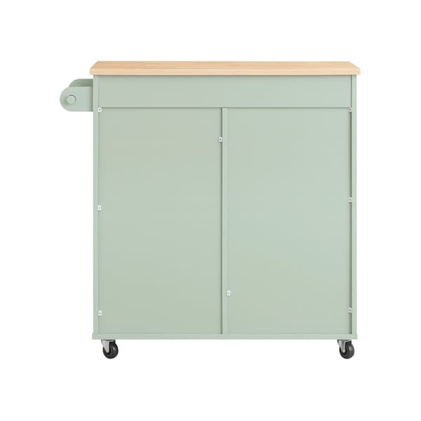 SoBuy Köksö med 3 Fack och 4 Lådor – Grön Serveringsvagn på Hjul 90x40x88cm FKW127-GR