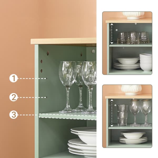 SoBuy Köksö med 3 Fack och 4 Lådor – Grön Serveringsvagn på Hjul 90x40x88cm FKW127-GR