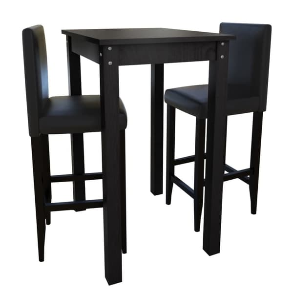 vidaXL barbord med 2 barstole sort