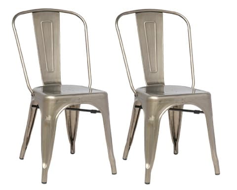 Spisestue gruppeark mat sort France bord med topplade i alm og 4 galvaniserede About France stole