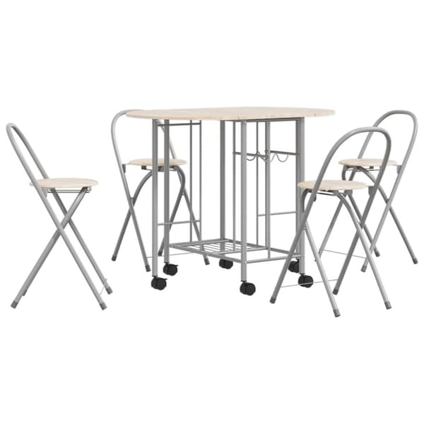 vidaXL foldbart spisebordssæt i 5 dele MDF
