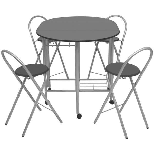 vidaXL foldbart spisebordssæt i 5 dele MDF sort